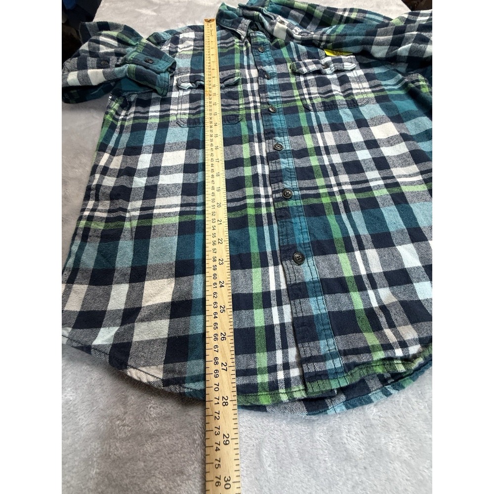 Aéropostale Men's M Regular Blue/Green/White Plaid Flannel Button-Up Pockets - Picture 6 of 6